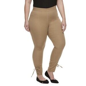 Utopia Twill Skimmer Leggings Pants size 2X $46 27” inseam NWT Khaki New